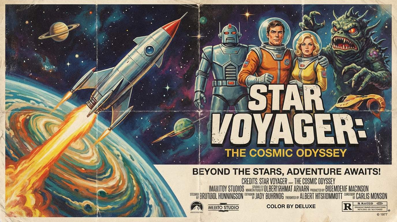 Create an image of a retro movie poster..png