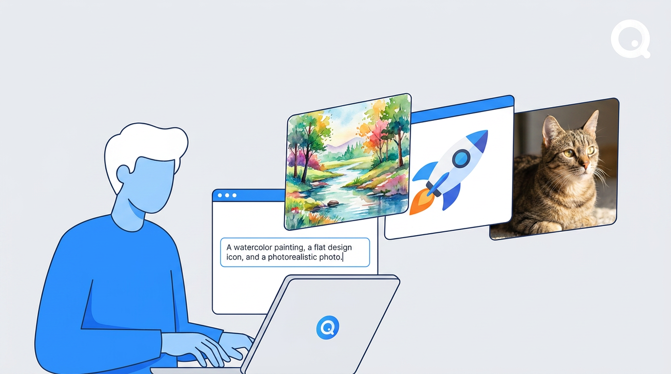flusso di lavoro di generazione di arte AI da un prompt di testo a più stili visivi