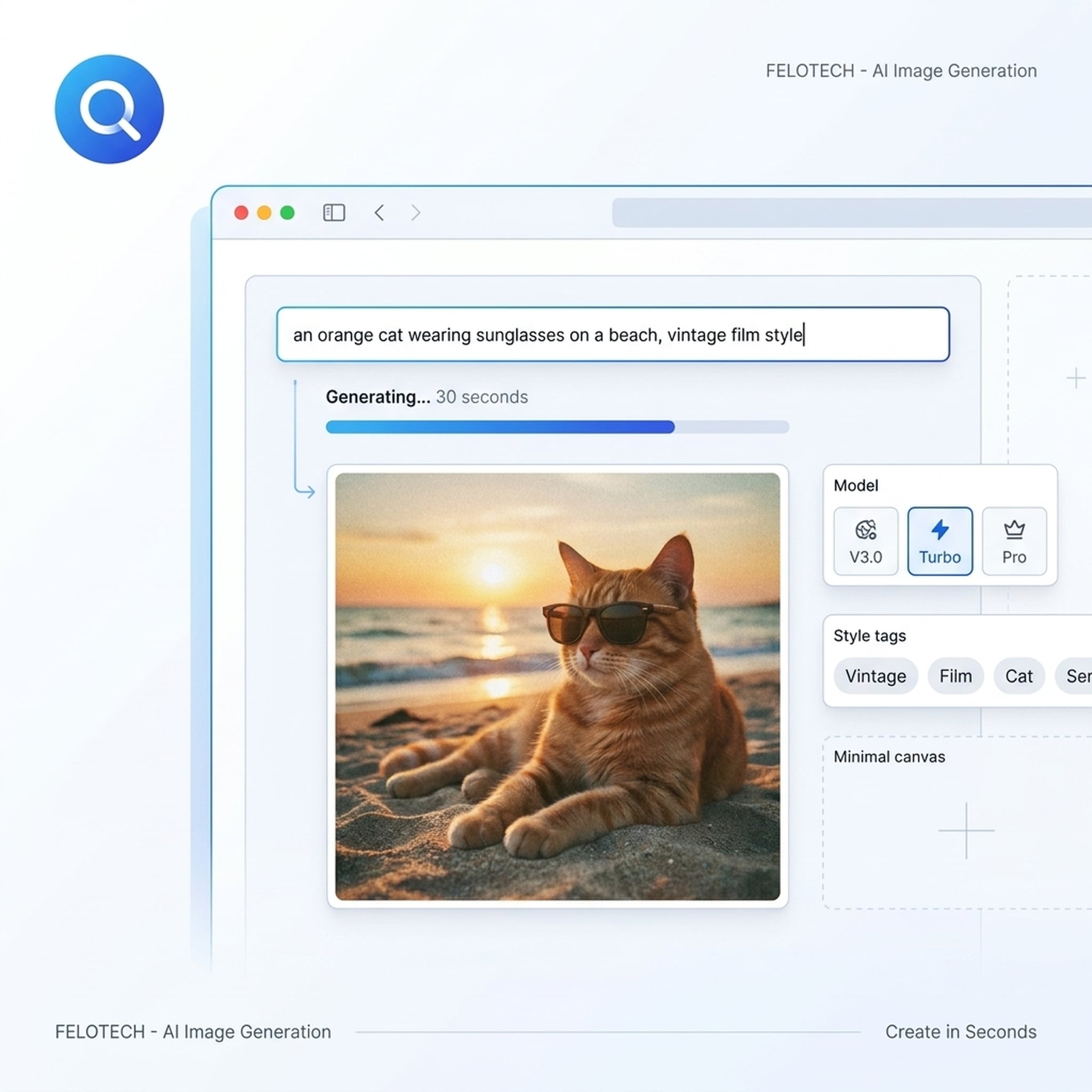 Felo AI Image 介面顯示文字轉圖片工作流程
