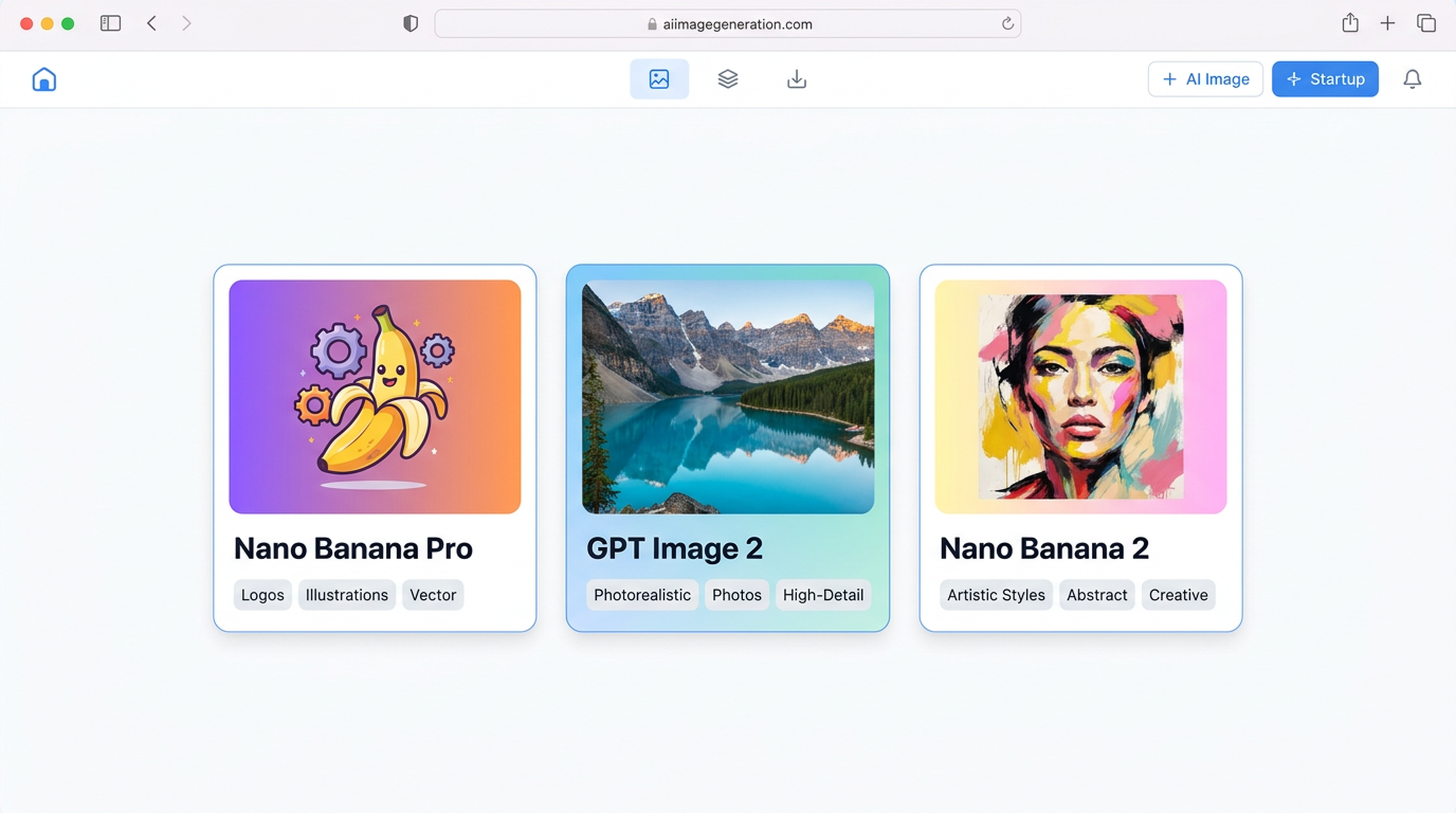 واجهة اختيار النماذج الثلاثة في Felo AI Image