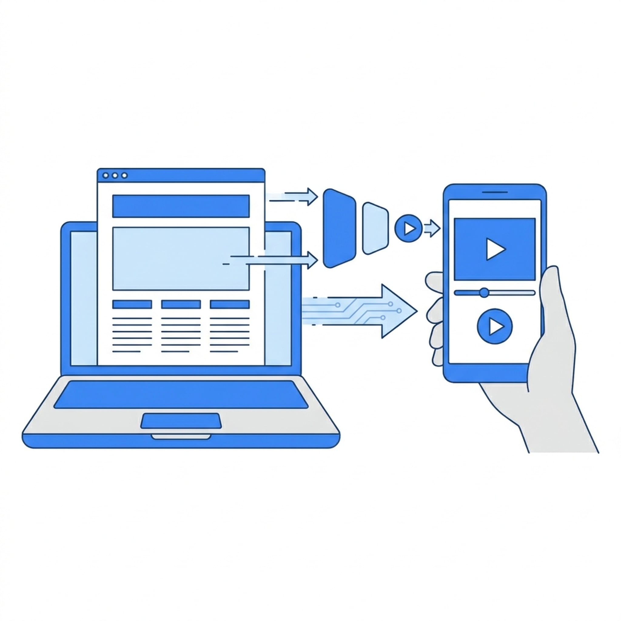Artikel blogger yang diterbitkan berubah menjadi video yang mudah dibagikan di platform seluler dan sosial