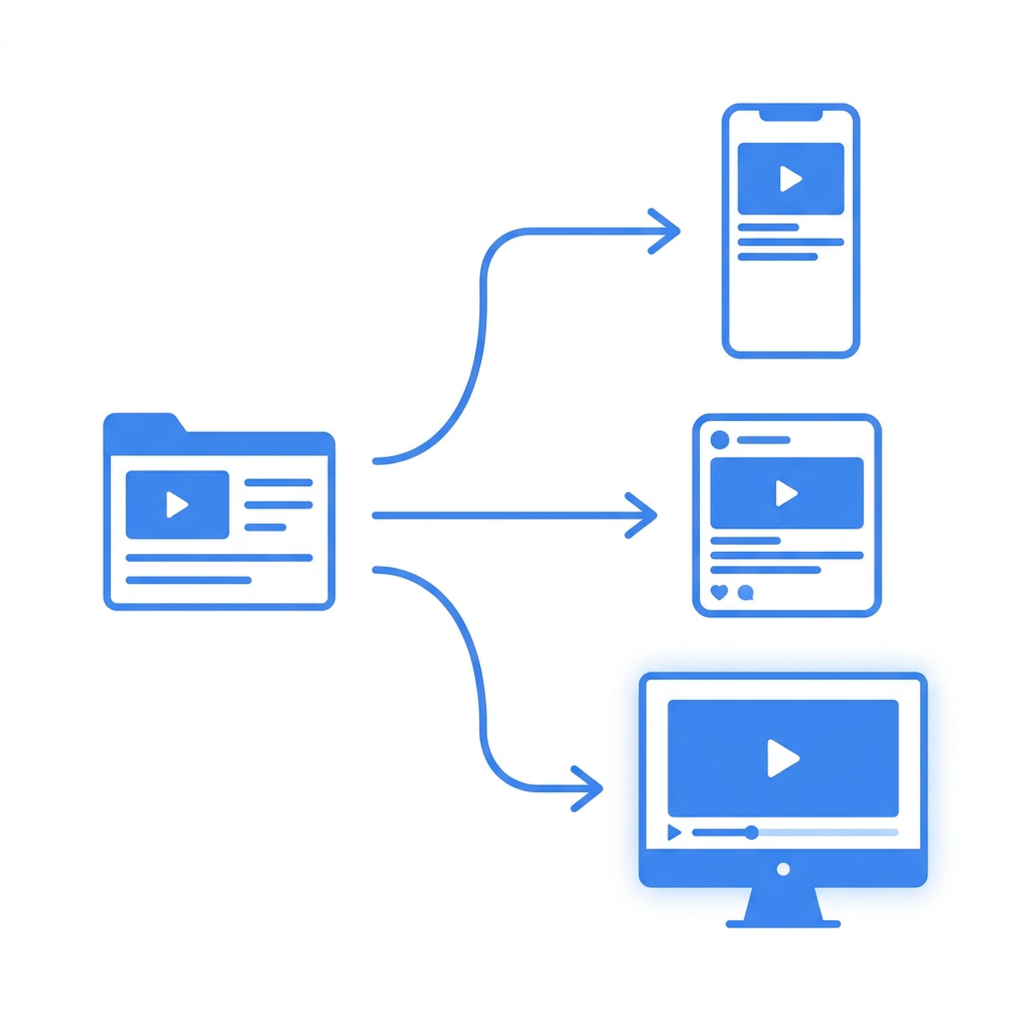 Video kursus yang berasal dari PPT yang sama disesuaikan untuk format vertikal ponsel, persegi untuk media sosial, dan lebar untuk LMS