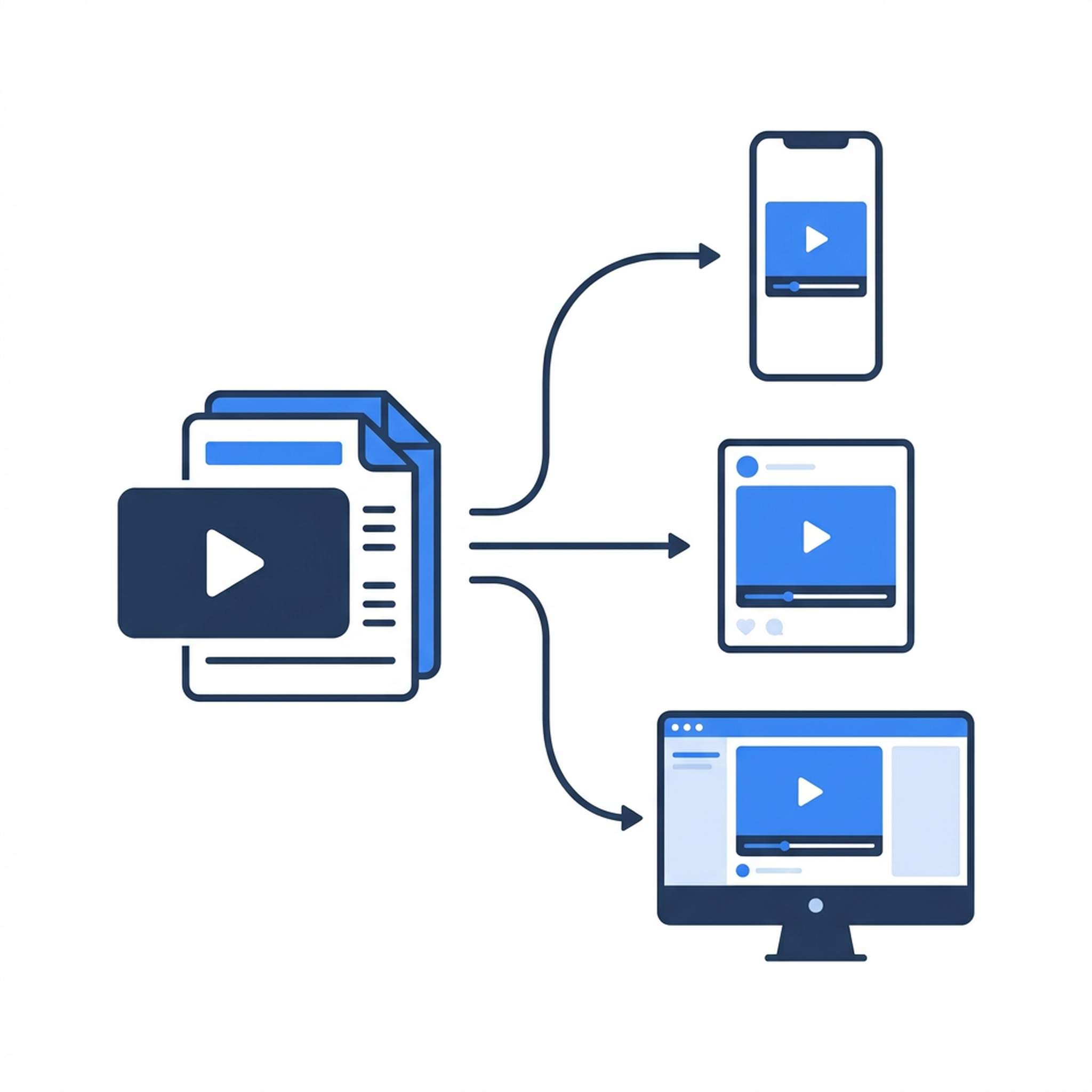 The same tech docs explainer video adapted for vertical mobile, square social feed, and wide desktop formats