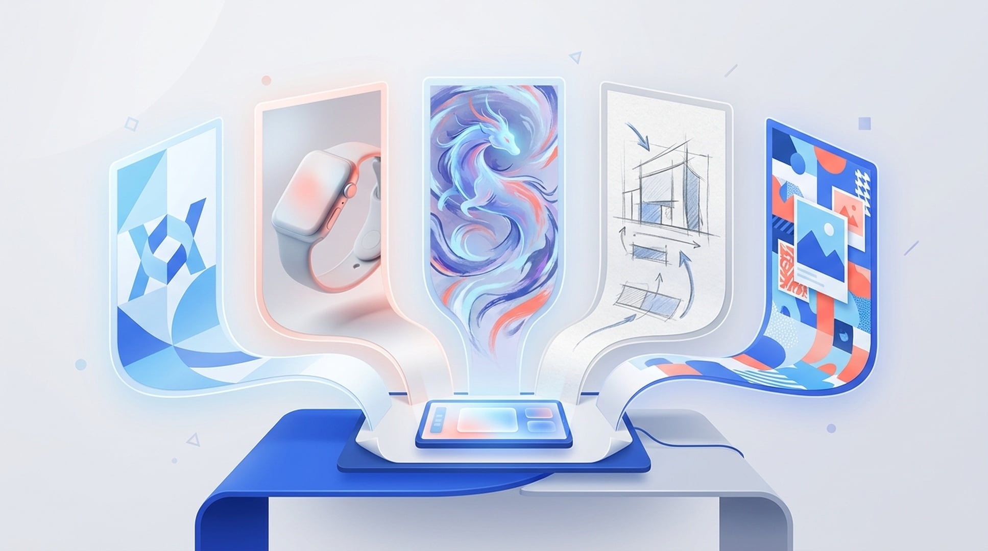 One Felo AI image generator workspace connected to five creative styles