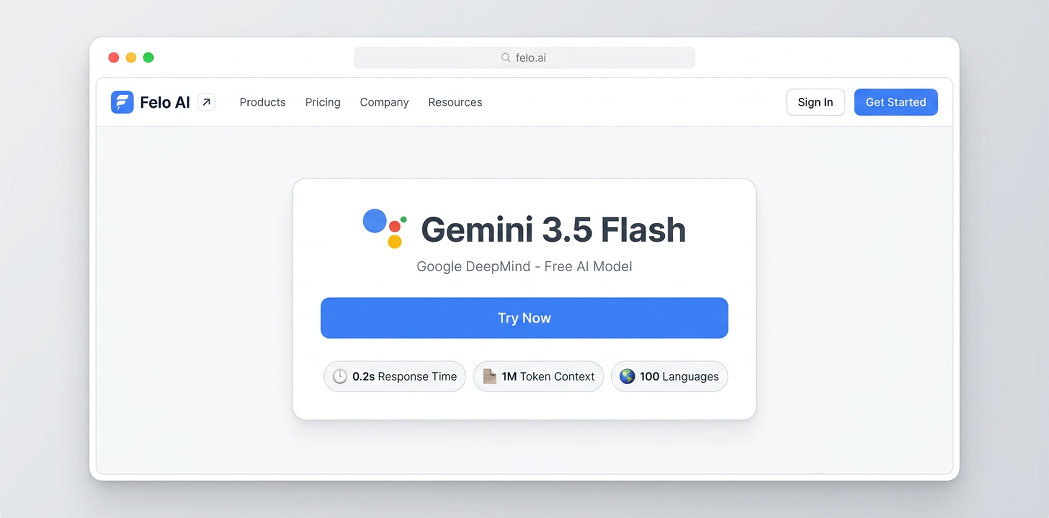 Giao diện công cụ Felo AI Gemini 3.5 Flash