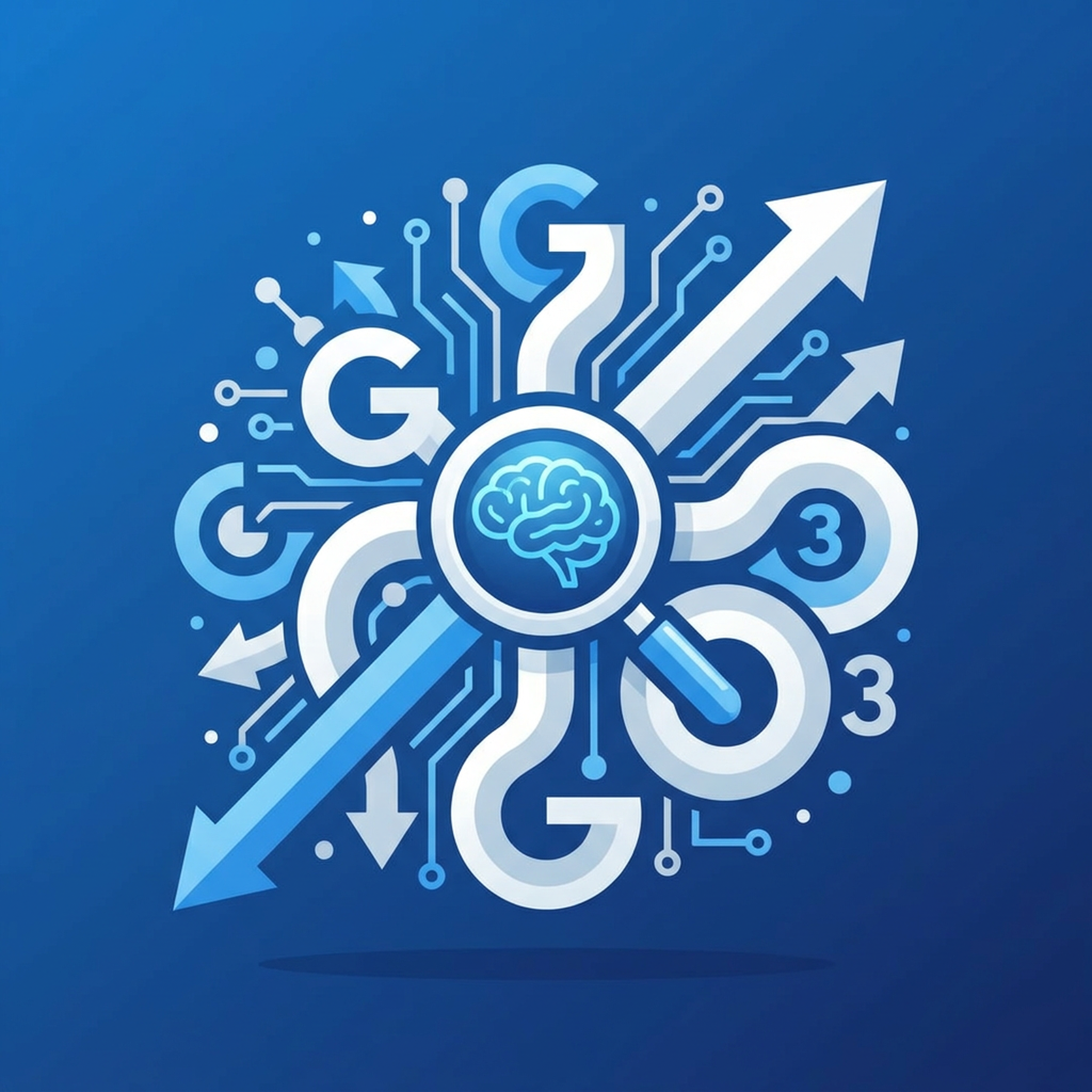 Gemini 3.5 Pro 發佈插圖 —— 現代科技風格的 Gemini 品牌圖像，藍白配色，乾淨的扁平設計，啟動主題