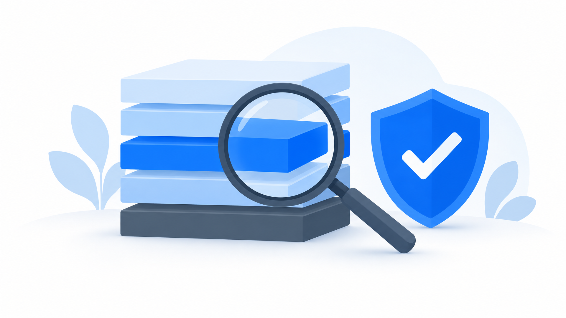 Cover: a stack of layered modules with a magnifying glass over one layer and a shield checkmark beside the stack