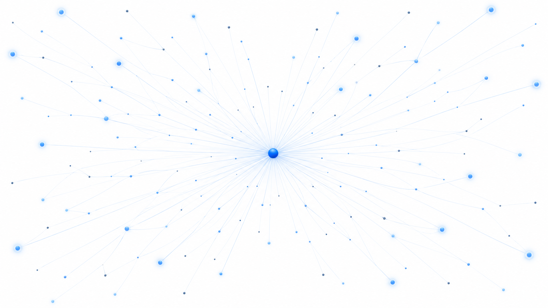 Cover: a very small solid core at the centre of a wide translucent mesh of lines reaching far outward